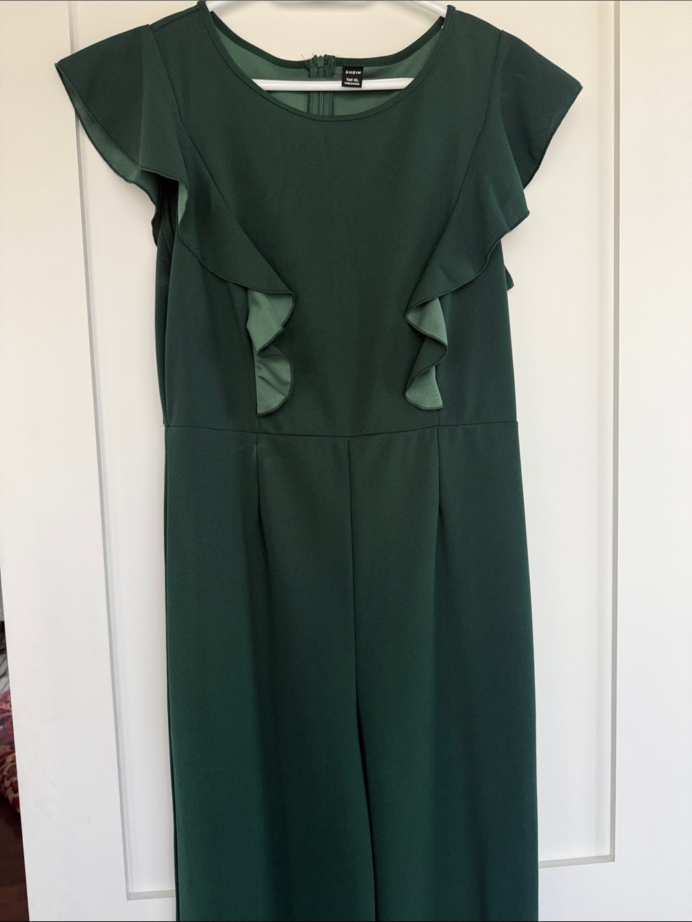 SHEIN Emerald Green Ruffle Short Sleeve Jumpsuit